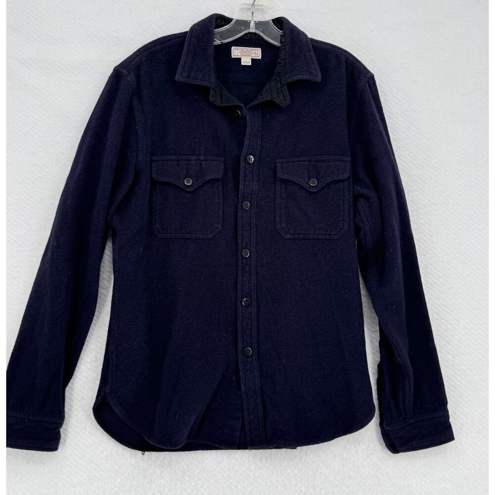Wallace & Barnes Mens Navy Blue Cotton Wool Blend Work Shirt Shacket Sz M